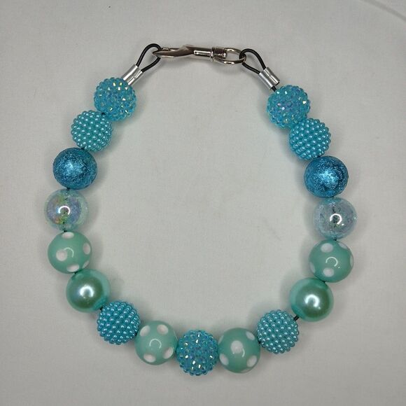 Handmade Pool Side Beaded Dog Puppy Collar Necklace Jewelry Durable M 16 1/2" - Picture 1 of 4